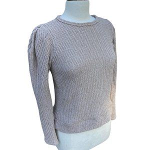 Sunday in Brooklyn Anthropologie Puff Sleeve Sweater Oatmeal Feminine Fairy-XS